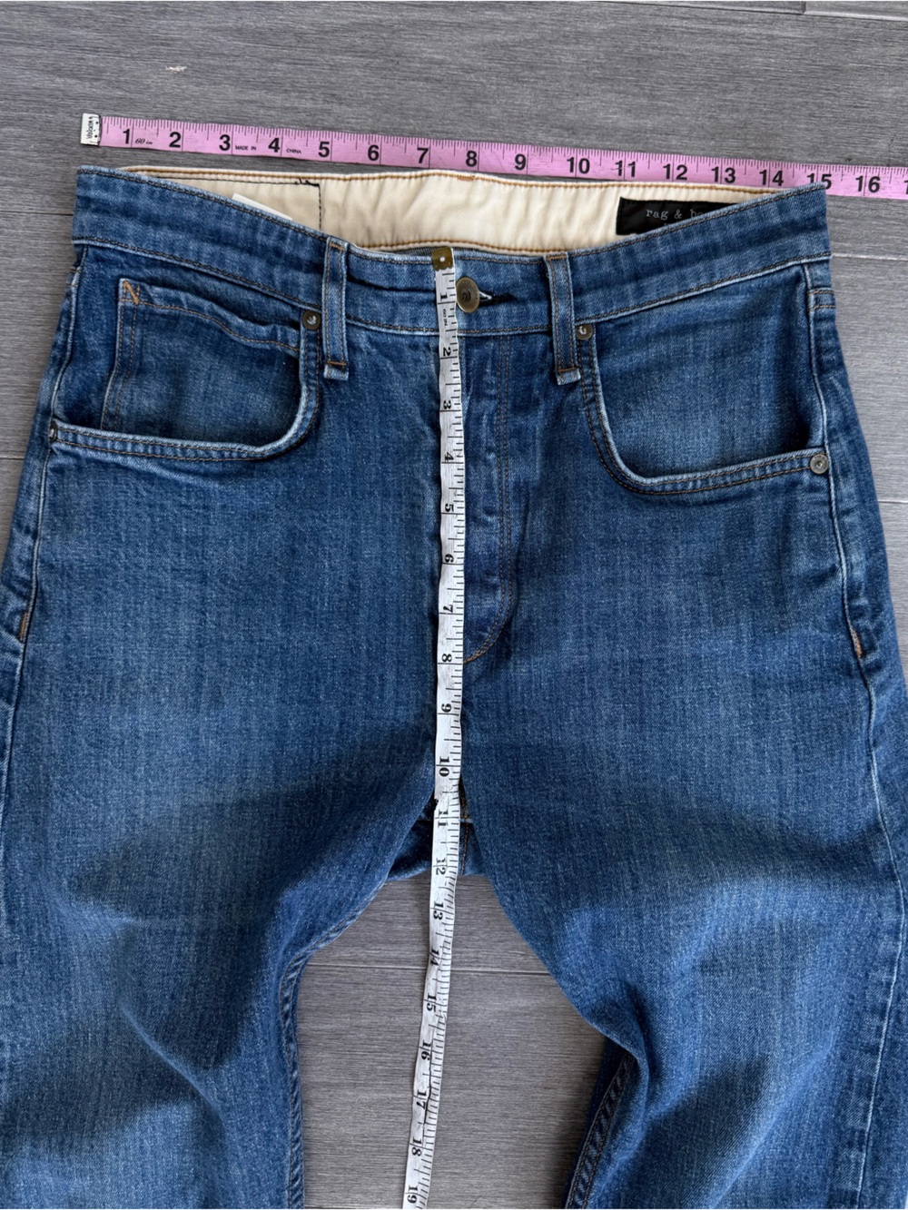 rag & bone Fit 2 Slim Jeans Size 29 Linen Blend Denim Pants Made in USA Rinse - Picture 13 of 14